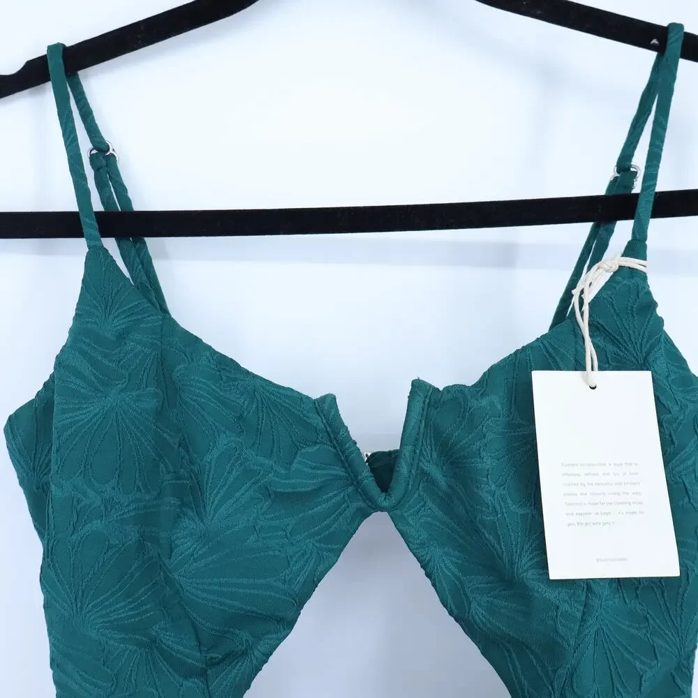 TULAROSA Callista One Piece Hunter Green NWT Cut Out High Thigh Women's S - Picture 4 of 11